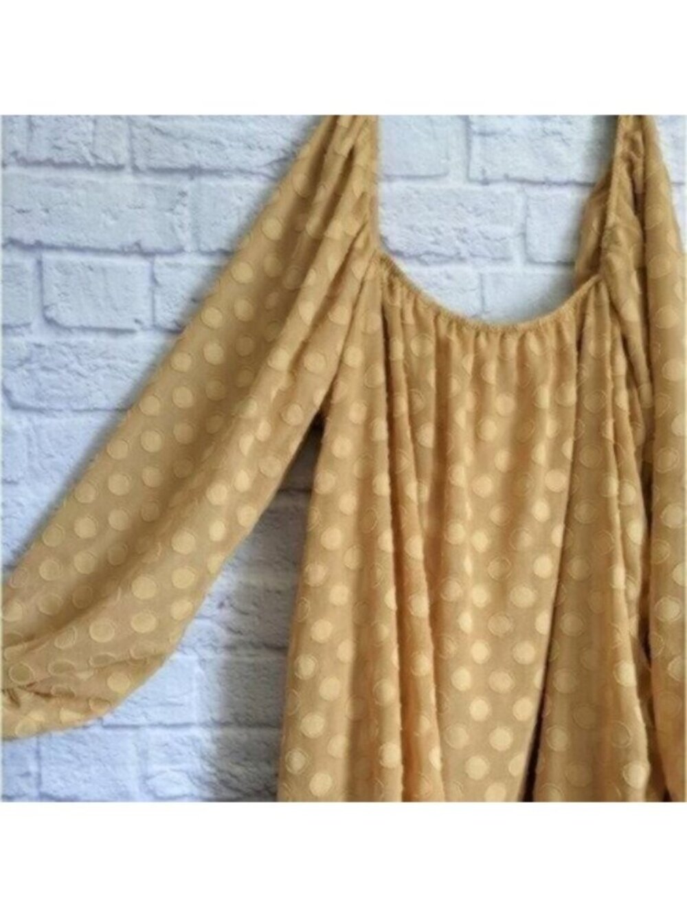 Show Me Your Mumu Mini Dress S Yellow Gold Polka Dot Boho Cowgirl Ruffle Cute - Picture 3 of 8